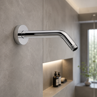Bras de douche professionnel en laiton massif chromé, avec écusson mural carré, articulation à rotule orientable réglable, entrée filetée, pour usage domestique et hôtelier