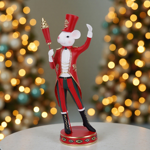 Đồ trang trí chuột lính Giáng sinh phong cách Redeco Nutcracker, tượng chuột Giáng sinh, tượng động vật bằng nhựa resin, đồ trang trí ngày lễ thanh lịch - Product Image 4