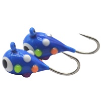 Têtes de jig en tungstène peintes à pois multicolores, forme ronde, sans plomb, pour la pêche sur glace, vente en gros, taille personnalisable