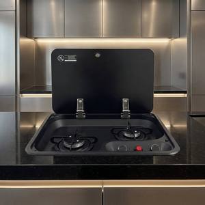 Cuisinière à gaz RV 2 brûleurs encastrable avec couvercle en verre trempé, cuisinière à gaz GPL propane nano-revêtement pour <span class=keywords><strong>camping</strong></span>-<span class=keywords><strong>car</strong></span> et cuisine de motorhome JDA - Product Image 5