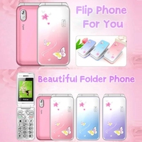 Teléfono con tapa para mujer, 2022 pulgadas, 2,4 mAh, compatible con FM, linternas, MP3, teclas grandes, batería GSM, novedad de 6800
