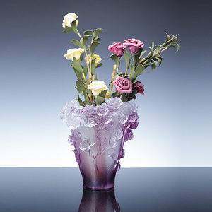 Piccolo ponte fatto a mano design creativi <span class=keywords><strong>per</strong></span> la casa di lusso <span class=keywords><strong>vaso</strong></span> di cristallo in rilievo <span class=keywords><strong>rosa</strong></span> camelia fiore oggetti in vetro <span class=keywords><strong>vaso</strong></span> di Liuli - Product Image 1