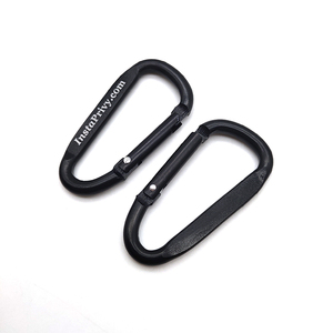 Manufacturers supply aluminum alloy D carabiner snap hook laser engraved all black carabiner