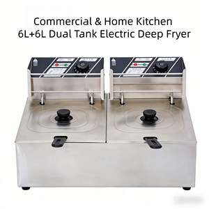 Freidora Eléctrica de Doble Tanque de 6L+6L para Cocina Comercial y Doméstica - Product Image 1