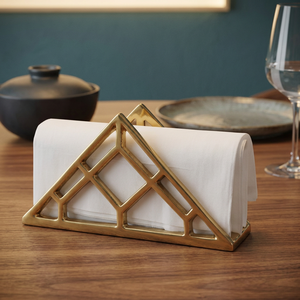 Geometric Gold Napkin Holder Modern <b>Table</b> Decor Free Standing Metal Design - Product Image 4