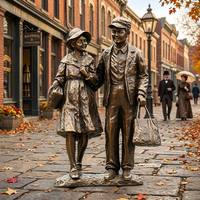 Sculpture de couple de voyageurs vintage en bronze, style antique, taille réelle, pour cour de campus, statue en bronze