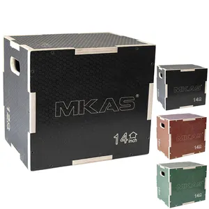 MKAS工厂木材3合1防滑红色绿色黑色木质Plyo Cajas Plyobox Plyo Box跳跃plymetric Jump Box