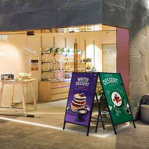 A <b>Frame</b> Sidewalk Signs 24 X 36 Double-Sided Metal Sandwich Board Slide-in Folding Outdoor Open House Sign Board - Product Image 6