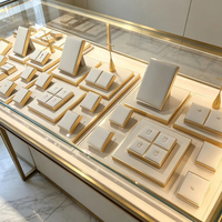 Ensemble de présentoirs à bijoux en microfibre pour merchandising visuel, avec logo personnalisé, accessoires professionnels pour vitrine, ensemble de bustes porte-colliers