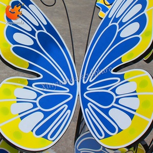 Grande sculpture extérieure personnalisée en <span class=keywords><strong>papillon</strong></span> Décoration de jardin en acier inoxydable Ornements de sol peints perforés pour paysage urbain - Product Image 6