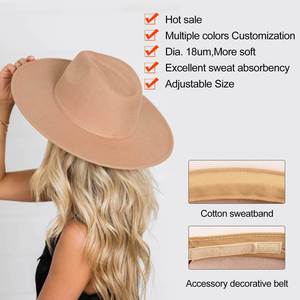Custom Winter Indoor High Quality Unisex Black <b>Flat</b> Brim 100% Polyester Character Style Fedora Dress <b>Hat</b> for Fishing - Product Image 6