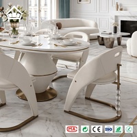Ensemble de table à manger en marbre de luxe avec chaises en velours, solution tout-en-un pour l'ameublement de toute la maison, pour villa, hôtel, appartement