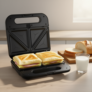 Sandwichera Korona de 900W con Revestimiento Antiadherente, Plancha Eléctrica para 2 Rebanadas, Color Negro - Product Image 2