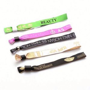 Pulsera Desechable con Logotipo Personalizado para Eventos, Pulsera de Tela con Cierre de Barril - Product Image 2