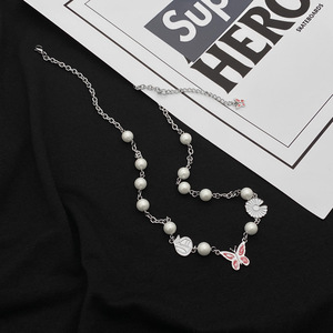 Collier papillon chaîne pour adolescentes garçons marguerite fleur <span class=keywords><strong>argent</strong></span> plaqué bijoux de mode colliers de perles esthétiques individuels 1 - Product Image 4