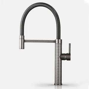 Silicon Flexible Hose Pull Out Golden Faucet Taps For Kitchen Sink Faucet With Pull Down Sprayer