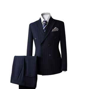 Trajes de negocios informales para hombres, chaquetas a rayas con doble botonadura, estilo frontal plano, conjunto de ropa de <span class=keywords><strong>boda</strong></span> para padrinos de <span class=keywords><strong>boda</strong></span> y novios - Product Image 5