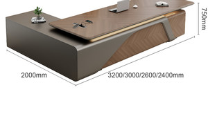 Boss <strong>Table</strong> <strong>Office</strong> Desk Simple Modern PVC Long-shaped Combination Side Cabinet Light Luxury President High-end <strong>Office</strong> - Product Image 6