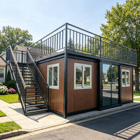 Maison conteneur écologique pour personnes âgées, 20 pieds, 2 chambres, 1 salle de bain, terrasse sur le toit, porte entièrement vitrée avec cuisine, amovible