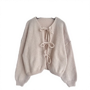 <span class=keywords><strong>Cardigan</strong></span> da <span class=keywords><strong>donna</strong></span> personalizzato autunno inverno, casual, ampio, anti-pilling, tinta unita, con laccio, maglione lavorato a maglia, 100% <span class=keywords><strong>cotone</strong></span> frontale - Product Image 4