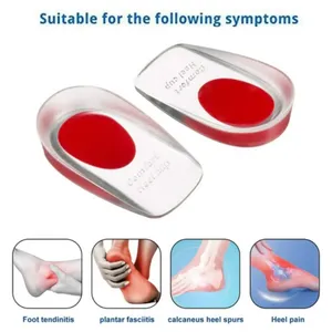 Vente en gros 1 paire de semelles intérieures en gel de silicone pour hommes et femmes, traitement de la douleur des épine calcanéenne, coussinets de massage absorbant les chocs pour les pieds, soin spa - Product Image 2