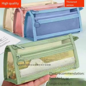 Estuche Transparente de Malla para Lápices - Doble Capa, Tridimensional, Estilo Bolsa de Maquillaje de Gran Capacidad - Product Image 2