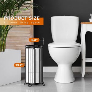 Porte-papier toilette en métal sur pied, finition thermolaquée, pour rangement et organisation des mouchoirs - Product Image 2