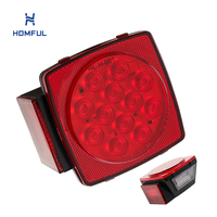 Feux arrière carrés à LED HOMFUL 12V étanches avec éclairage de plaque d'immatriculation et feux de position latéraux gauche et droit pour remorque, bateau, caravane