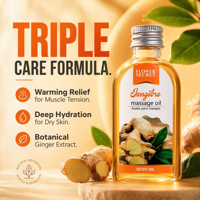 Minyak Pijat Penghangat Rahasia Bunga Jahe Minyak Almond Manis Squalane-untuk Semua Jenis Kulit, Relaksasi Otot Mendalam Aktif