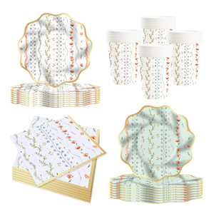 DAMAI Floral Paper <b>Plates</b> and Napkins Party Floral Party Supplies Baby <b>Shower</b> Dinnerware Sets for 8 Guests - Product Image 6