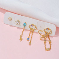 Ensemble de boucles d'oreilles ZUOLA plaqué or véritable 18 carats pour femme, bijoux éclair nuage en zircon 5A, boucles d'oreilles à chaîne en argent 925, ensemble de manchettes d'oreille