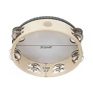 Wholesale Natural Wood Double Row Tambourine <b>Drum</b> With Black White Ribbon Edge Orff Percussion Instrument For Teaching - Product Image 5