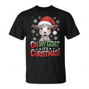Camiseta con diseño navideño de animales de granja de dibujos animados, con la frase 'Oh My Goat It's Christmas' - Product Image 2