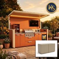 Muebles de Exterior, Gabinete de Cocina Plegable para Barbacoa, Estación de Asado a Gas Independiente de Acero Inoxidable para Contratistas y Proyectos de Villas