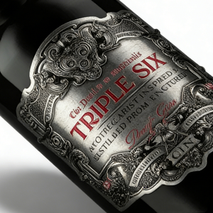 カスタムウォッカプレミアムプライベートラベル粘着ステッカー、エンボス加工アルミ缶ワインシャンパンブルゴーニュウイスキーメタルラベル - Product Image 2