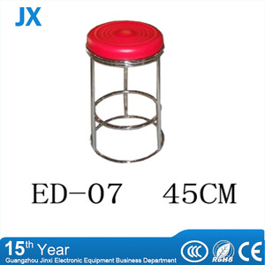 Taburete Redondo de Acero Inoxidable con Asiento Rojo, Resistente, para Uso Comercial - Product Image 5
