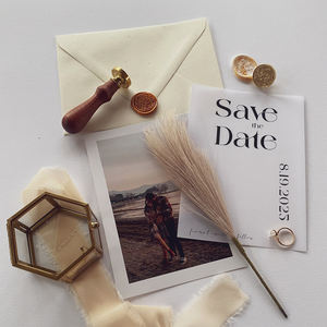 Invitations de <span class=keywords><strong>mariage</strong></span> en couches vélin et enregistrer les dates avec photo - Product Image 4