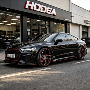 Rines Forjados Monobloque de 18-24 Pulgadas en Negro Brillante con Detalles Rojos, Diseño de Rayos Agresivos para <span class=keywords><strong>BMW</strong></span>/Tesla/Ford - Product Image 4