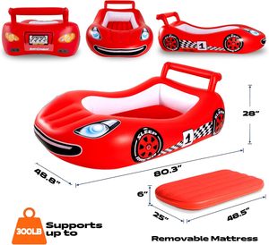 Light Up Red Race <b>Car</b> Kids <b>Inflatable</b> Travel Bed for Toddlers Camping Home Hotel - Product Image 6
