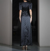 Robe à pois chic à la française tendance pour femmes, robe maxi élégante à col en V, patchwork, moulante