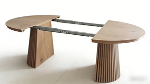 طاولة طعام مستديرة حديثة مقاومة للماء من الخشب المضغوط مع أرجل معدنية للمنزل والفنادق والمولات - Product Image 4