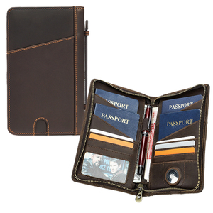 럭셔리 여행 선물 빈티지 풀그레인 소가죽 카드 지갑 프리미엄 천연 가죽 여권 케이스 RFID 차단 기능 포함 - Product Image 1