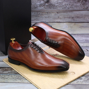 Chaussures habillées pour hommes en cuir véritable noir, style Oxford, à bout pointu, à lacets, respirantes, avec semelle extérieure en caoutchouc, toutes saisons - Product Image 4