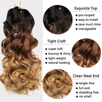 Extensions de cheveux synthétiques pour tresses box braids, bouclées à la française, avec pointes ondulées et bouclées, ondulations lâches et rebondissantes