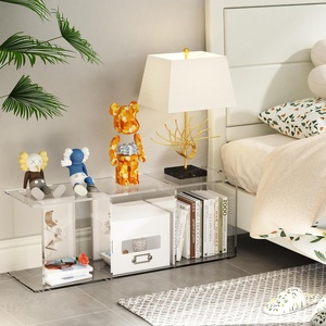 Durable Acrylic Minimalist Three-Layer Clear Floor Standing Non-Folding Tall Bookcase Display <strong>Cube</strong> Storage <strong>Shelf</strong> for Living Room - Product Image 2