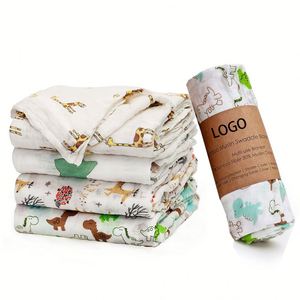 Wholesale Soft Animals Print 70% Bamboo 30% Cotton 2 Layers All-Season Baby Muslin <b>Swaddle</b> Receiving <b>Blankets</b> for Newborn - Product Image 1