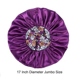 QINGYAN Bonnets Design Personnalisés Logo Vente en Gros Soie Satin Extra Large avec Bande Fleur Confort Tresses Cheveux Frisés Femme Bonnet de Nuit - Product Image 3