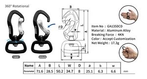 Aluminium Hunde leine Karabiner 4KN Drehbarer Karabiner haken Dreh karabiner