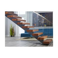 Escalier modulaire en acier avec marches en bois de luxe, fabrication chinoise, design moderne, sécurité intérieure, marches en bois préfabriquées de luxe