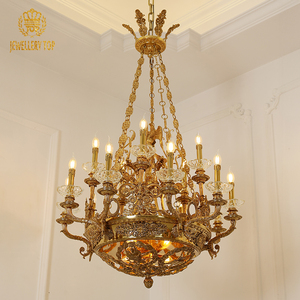 Lustre en laiton antique de style baroque pour salon, villa, château, suspension de luxe, lampadario di <span class=keywords><strong>cristallo</strong></span> - Product Image 3